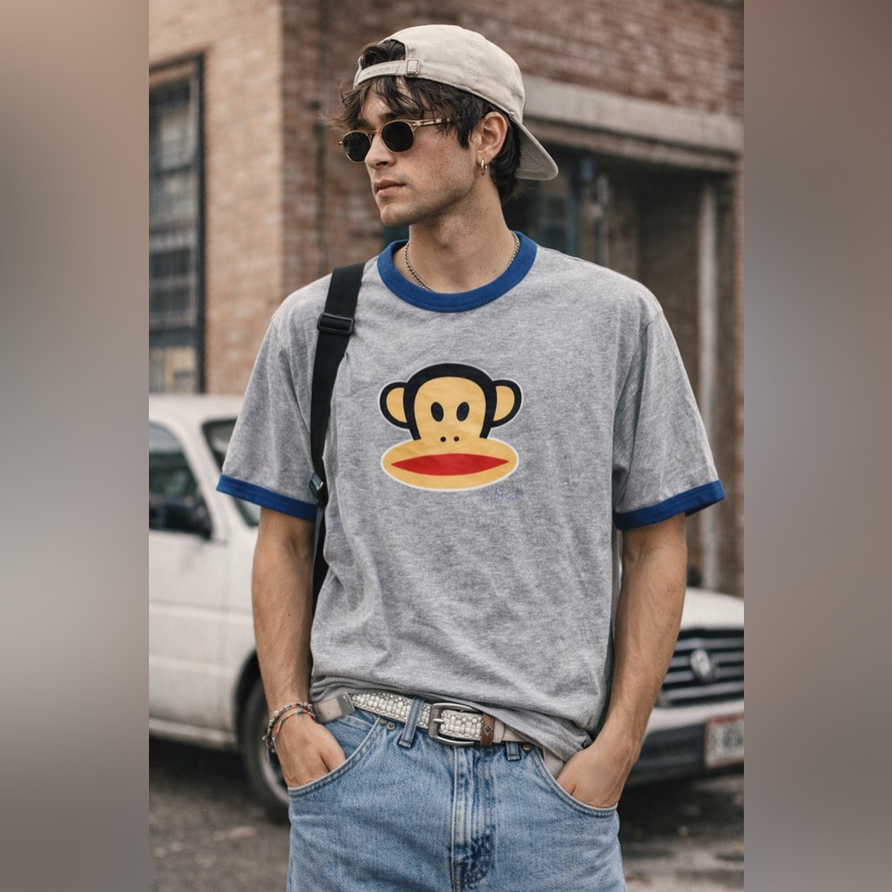 Vintage Paul Frank Gray Ringer‎ T-Shirt